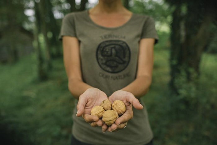 The collaboration with Archroma aimed at using walnut shells to make biomass-based dyes to colour Ternua’s garments. © Archroma/Ternua